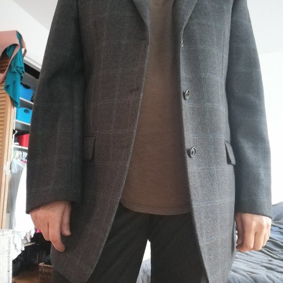 Charcoal gray windowpane tweed blazer XL - Picture 5 of 5